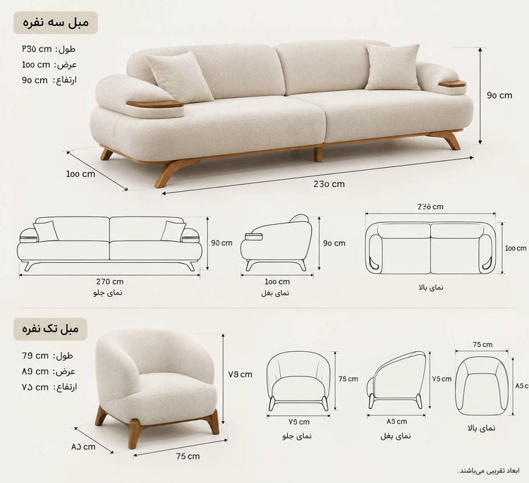 ابعاد محصول